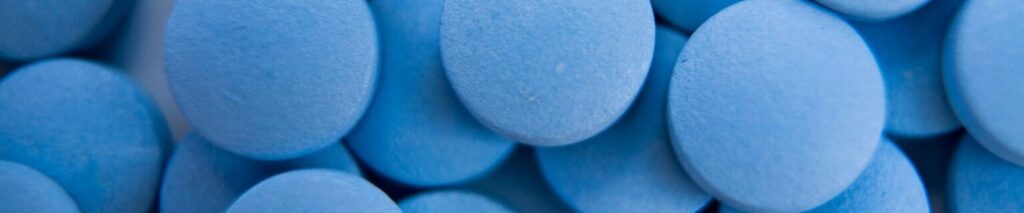 Blue Tablets Close Up View