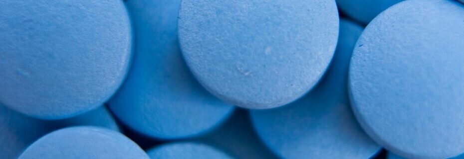Blue Tablets Close Up View