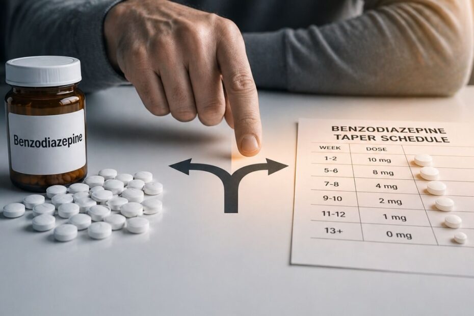 Patient Reviewing Benzodiazepine Taper Schedule