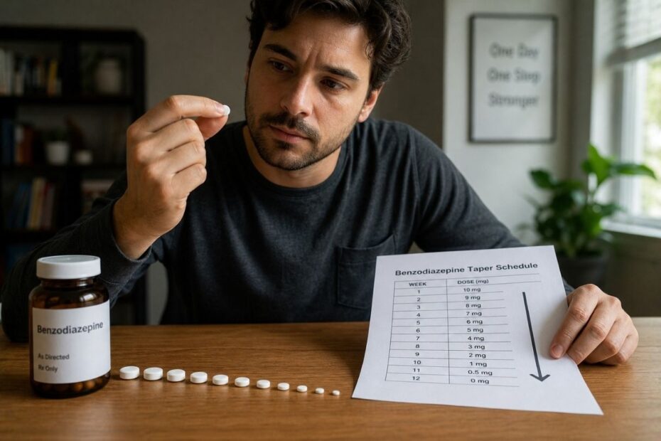 Patient Reviewing Benzodiazepine Taper Schedule